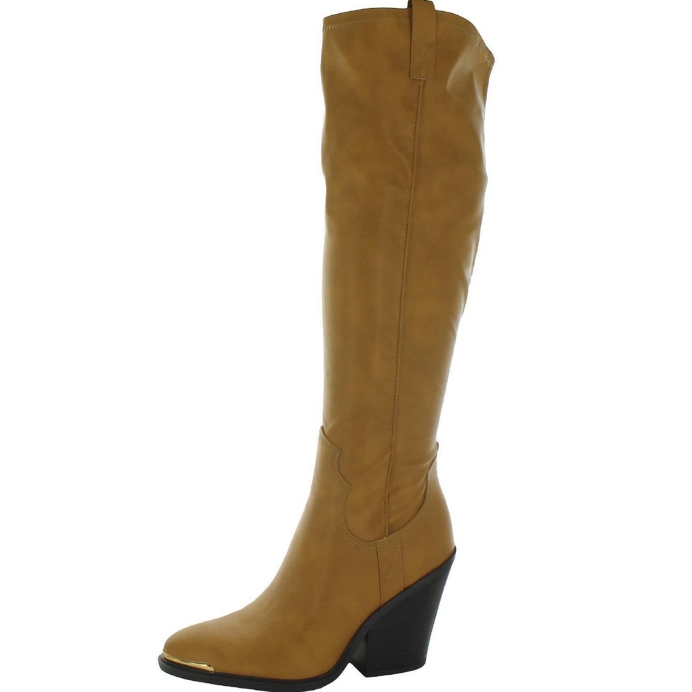🌸FRANCO SARTO🌸 Glenice Faux Leather Stacked Heel Knee-High Boots Size: 6.5